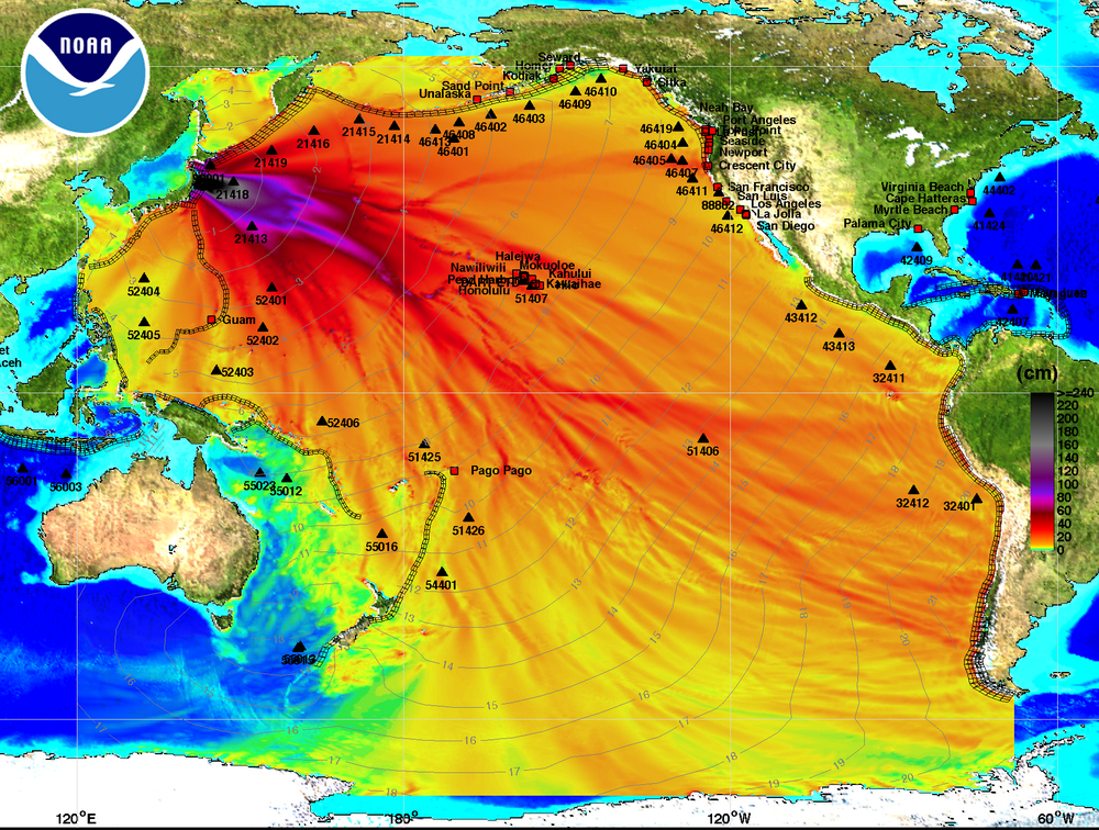 2011 NOAA Tsunami Model Output Map