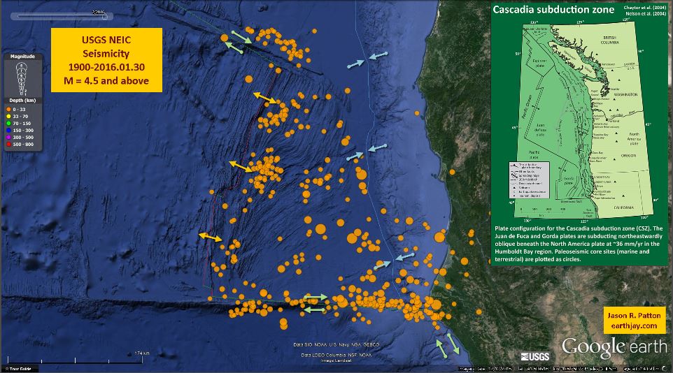 Earthquake Animation Gorda Plate 1900 2016 M 4 5 Jay Patton Online