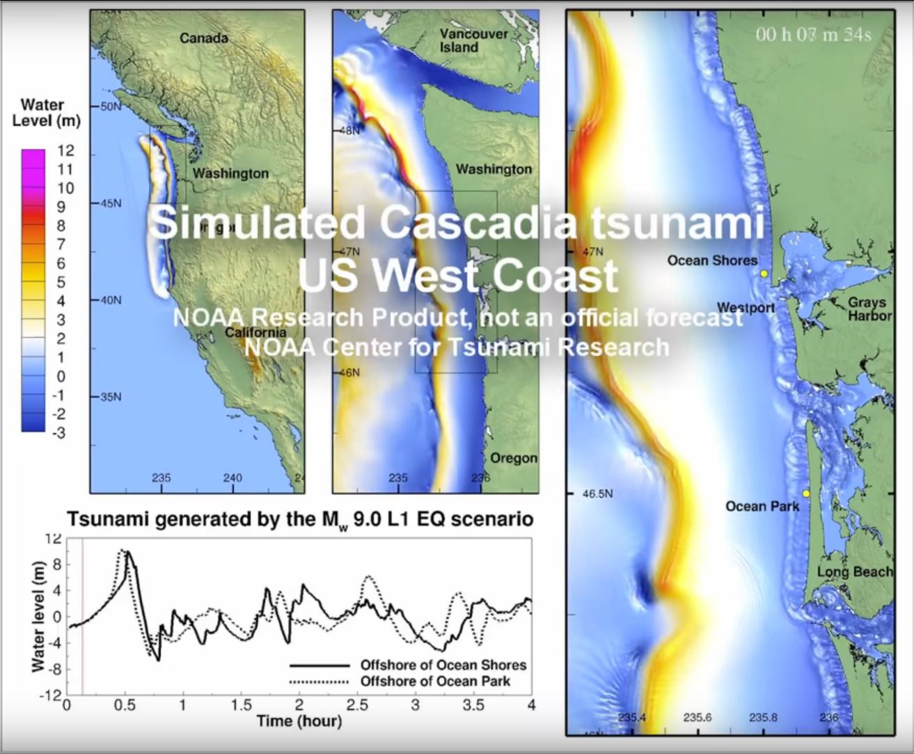 Cascadia subduction zone: M  tsunami simulation video - Jay Patton online